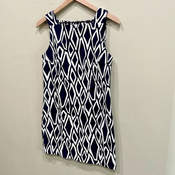 Diane Von Furstenberg DVF Navy Blue Printed Mini Dress - Size: 4 - Picture 6 of 11